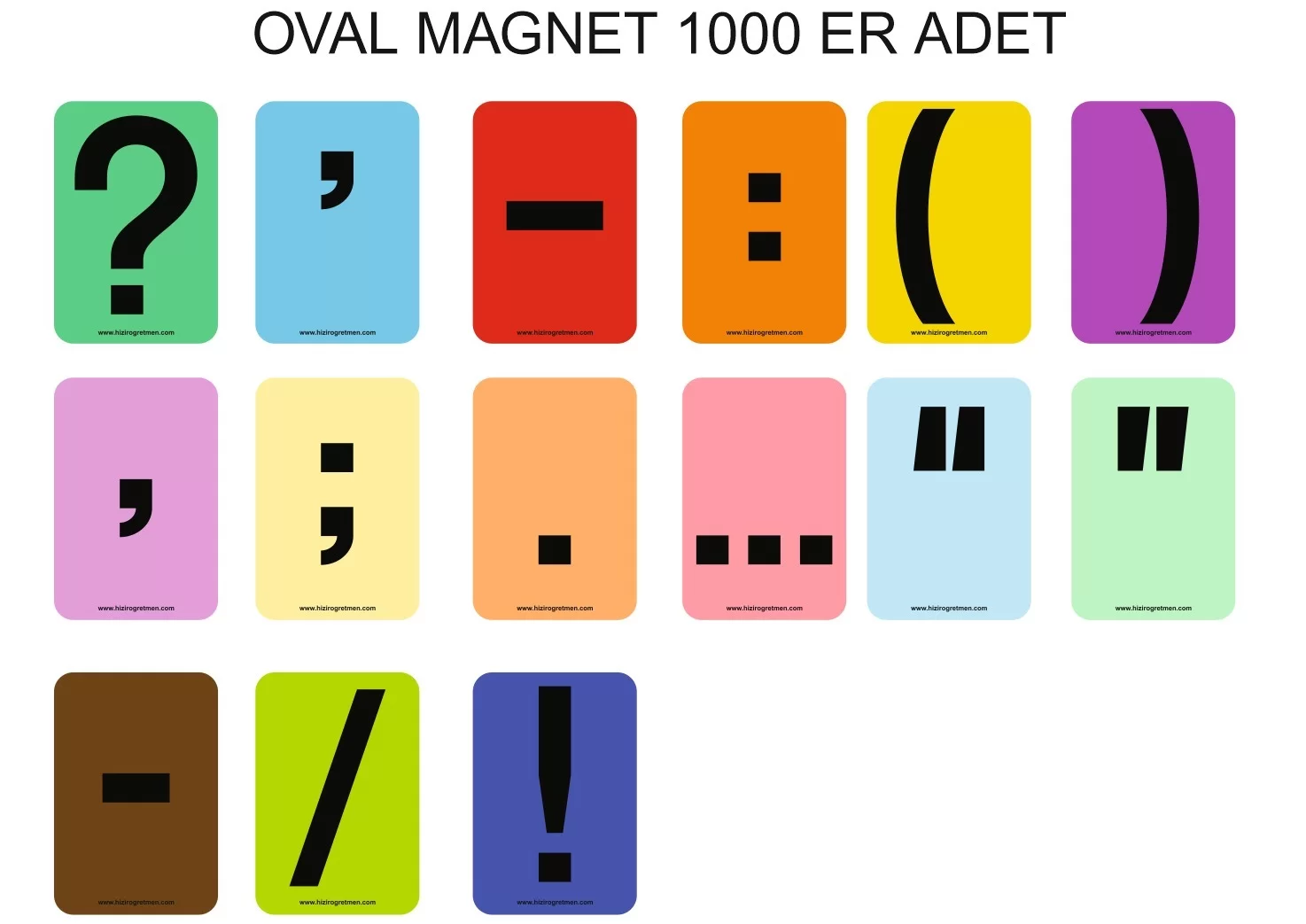 Magnet Noktalama İşaretleri ( Güncel Tasarım İlk Görseldeki Gibidir. 3 paket 45 parça )